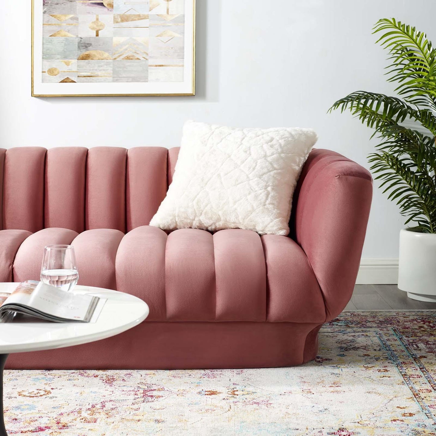 Modway Entertain Vertical Channel Tufted Performance Velvet Sofa FredCo