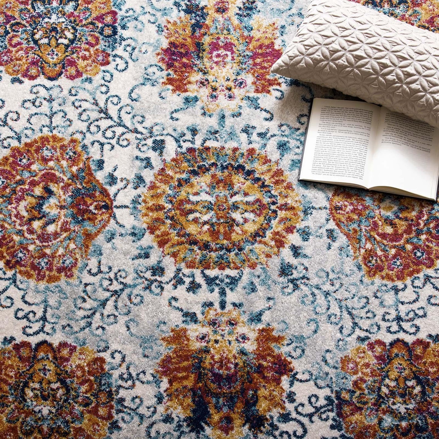 Modway Entourage Kensie Distressed Floral Moroccan Trellis Area Rug FredCo