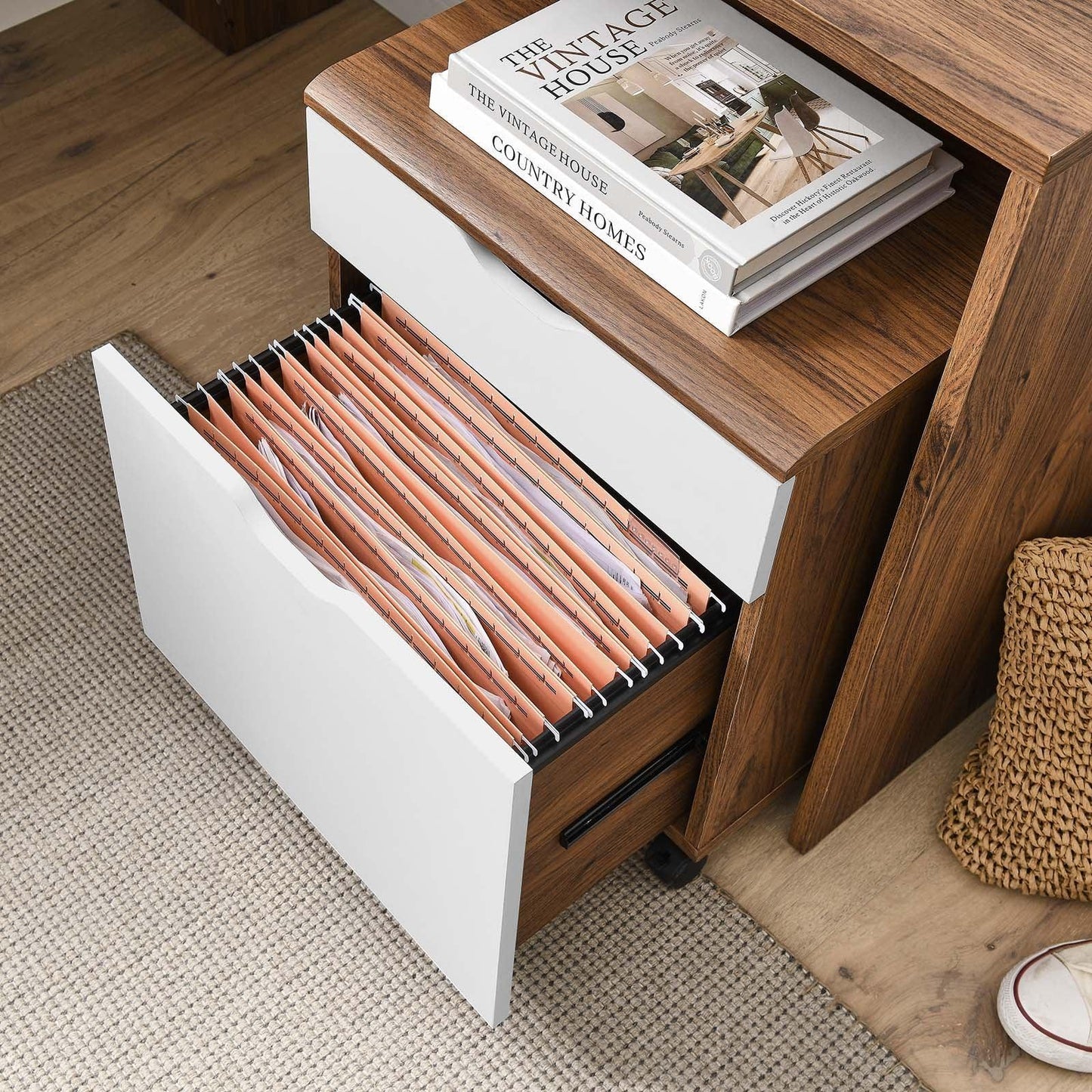 Modway Envision Wood Desk and File Cabinet Set FredCo