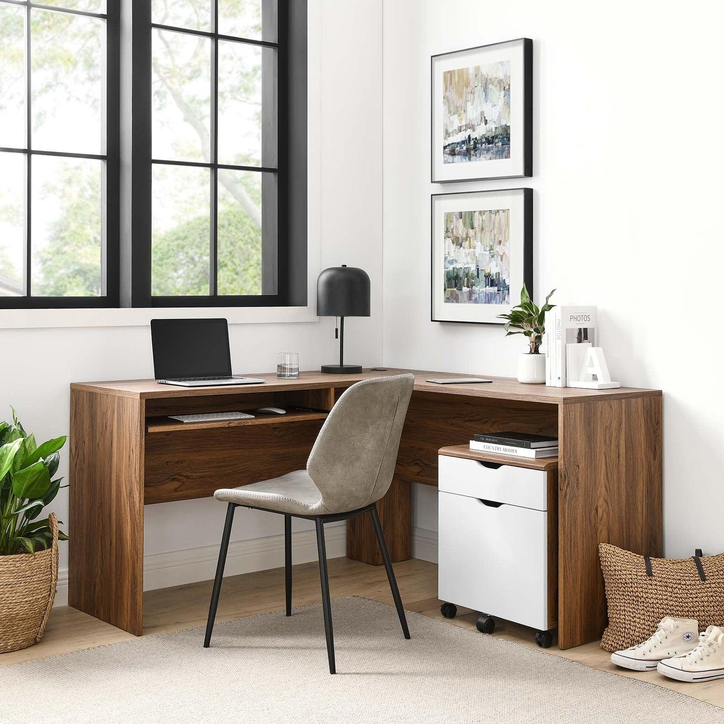 Modway Envision Wood Desk and File Cabinet Set FredCo
