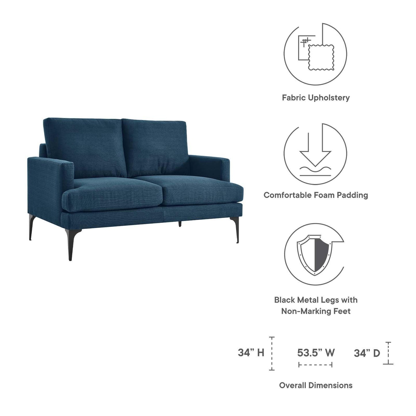 Modway Evermore Upholstered Fabric Loveseat FredCo