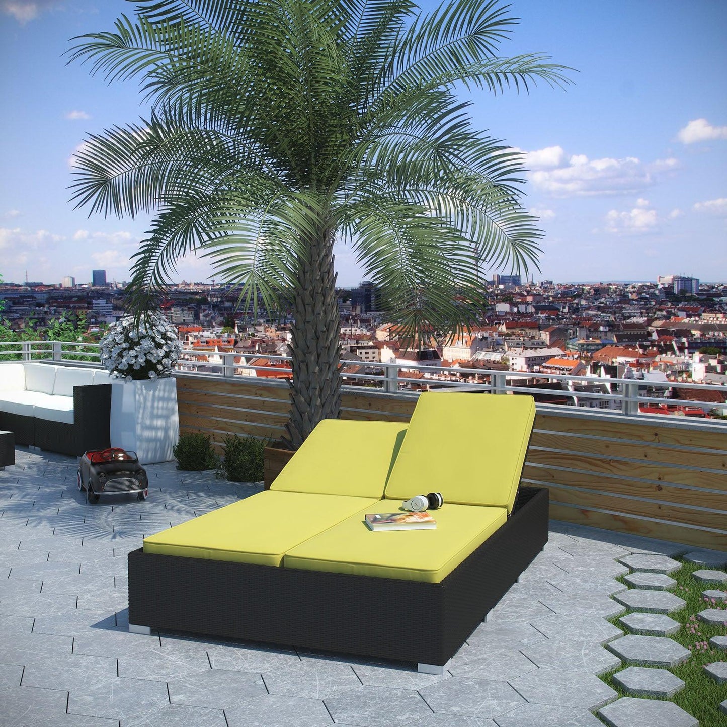Modway Evince Double Outdoor Patio Chaise FredCo