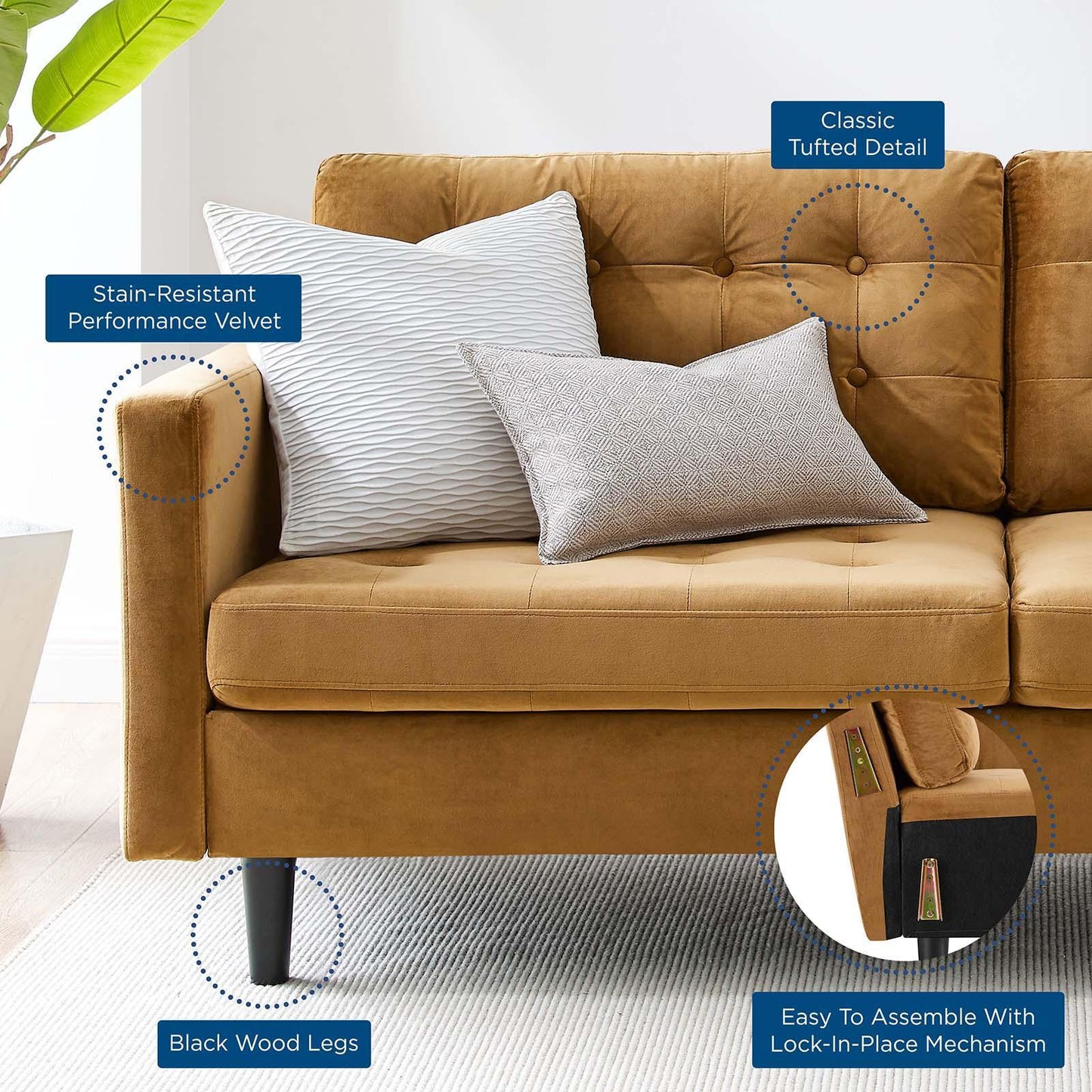Modway Exalt Tufted Performance Velvet Sofa FredCo