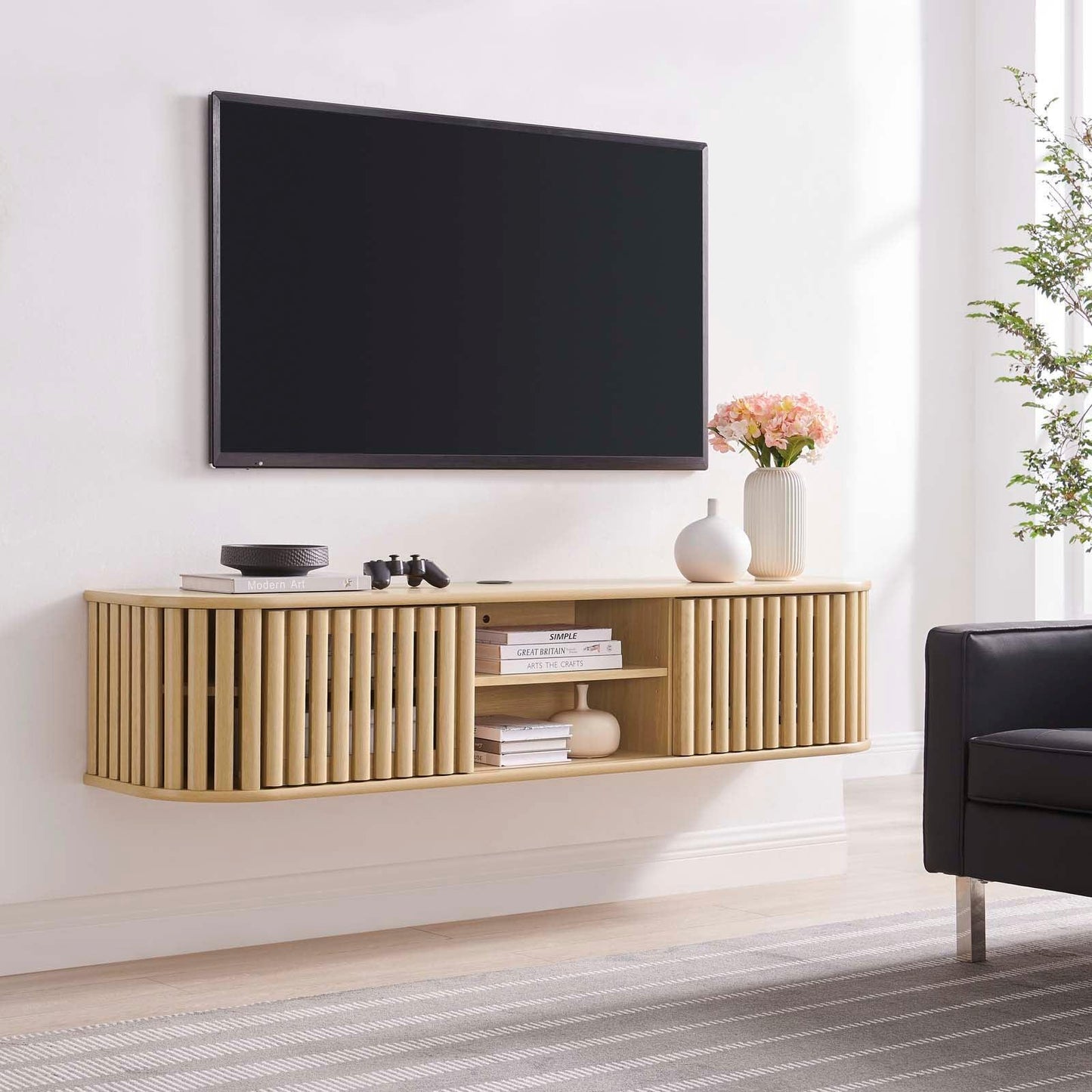 Modway Fortitude 63" Wall-Mounted TV Stand, EEI-6528 FredCo