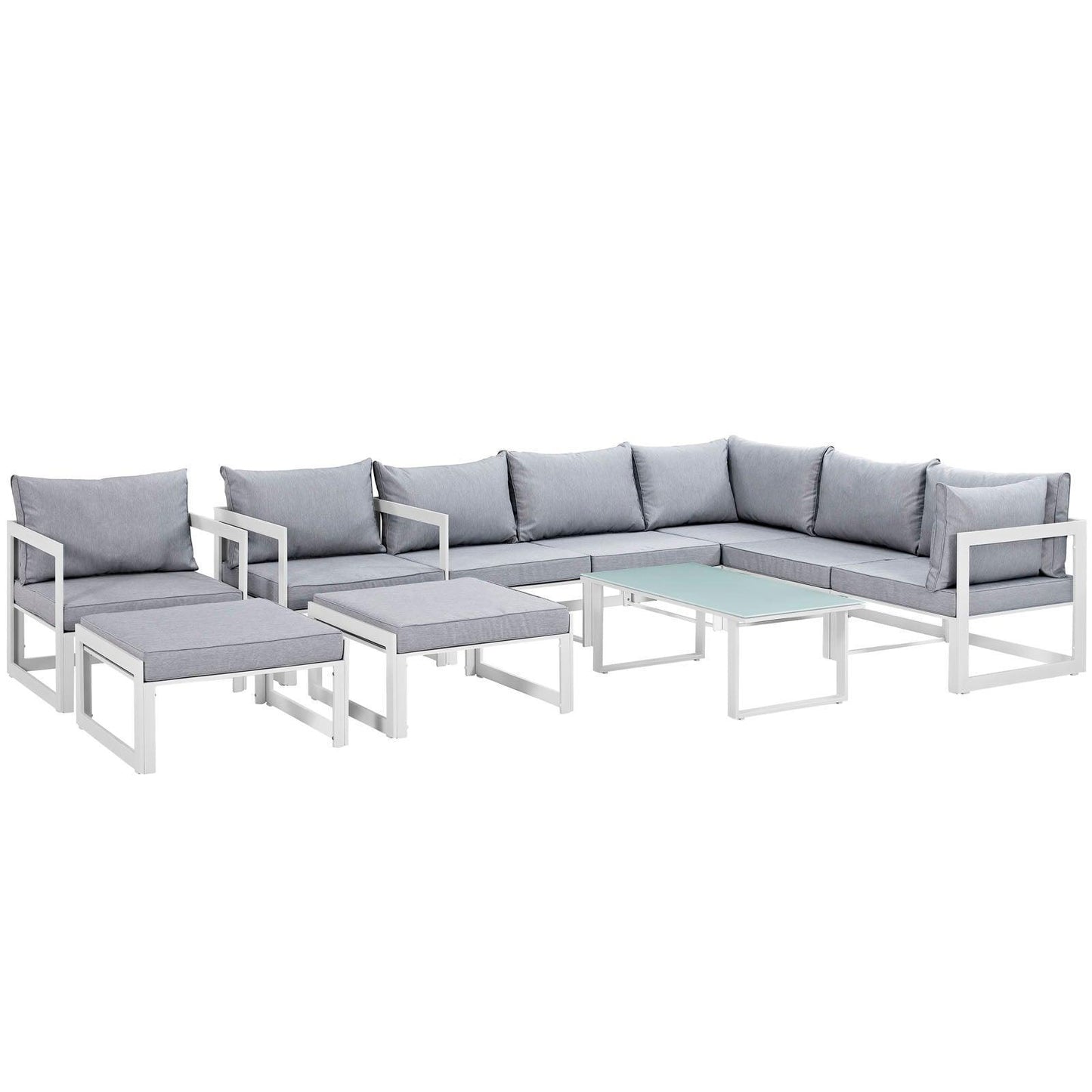 Modway Fortuna 10 Piece Outdoor Patio Sectional Sofa Set FredCo