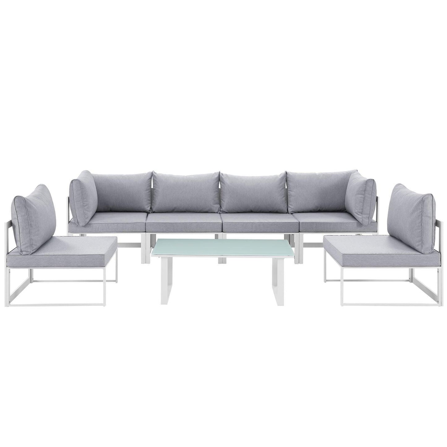 Modway Fortuna 7 Piece Outdoor Patio Sectional Sofa Set FredCo