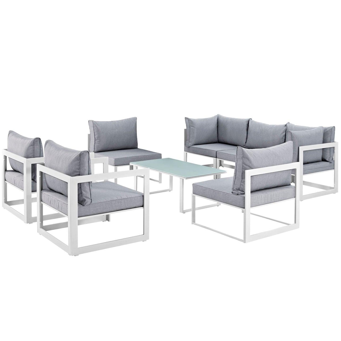 Modway Fortuna 8 Piece Outdoor Patio Sectional Sofa Set FredCo