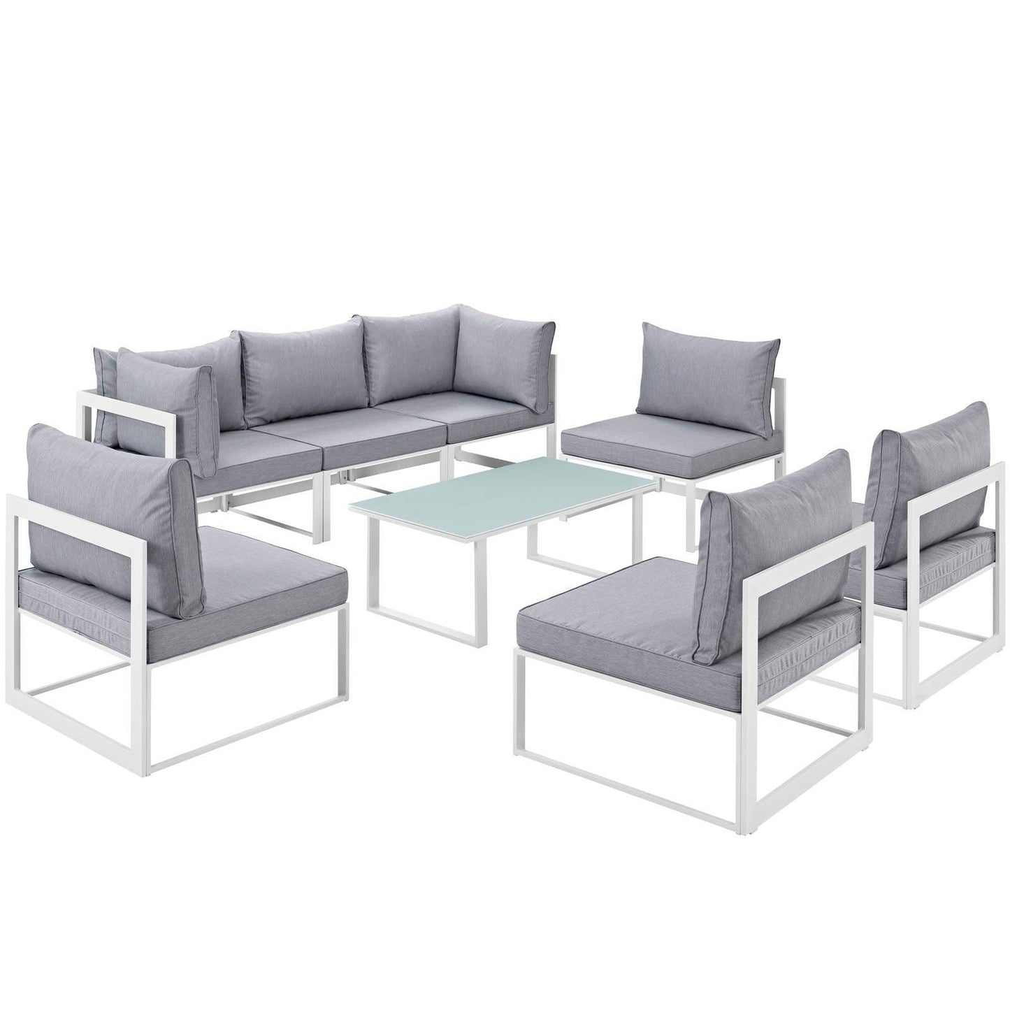 Modway Fortuna 8 Piece Outdoor Patio Sectional Sofa Set, EEI-1730 FredCo