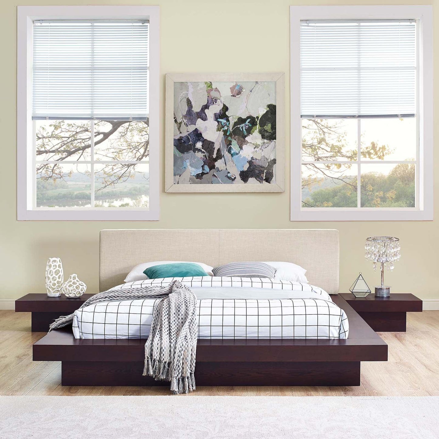 Modway Freja 3 Piece Queen Fabric Bedroom Set FredCo