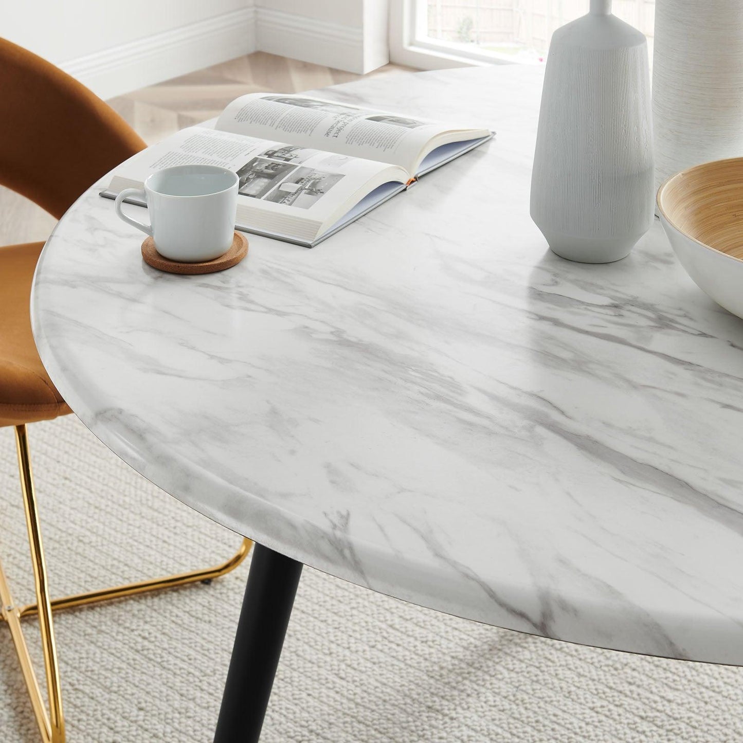 Modway Gallant 50" Round Performance Artificial Marble Dining Table FredCo