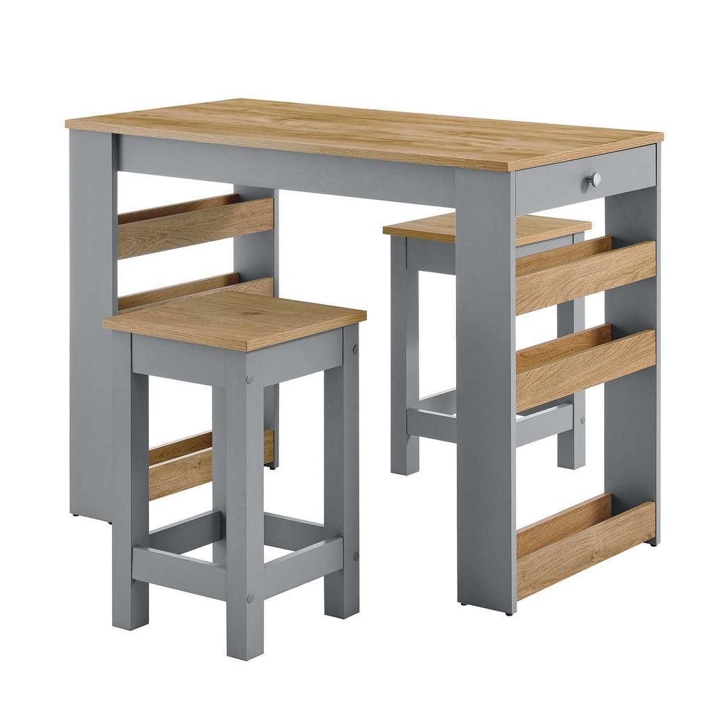 Modway Galley 3-Piece Kitchen Island and Stool Set FredCo