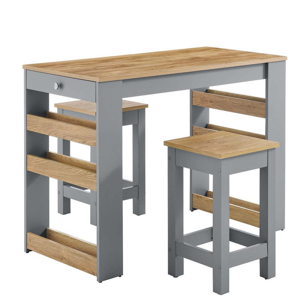 Modway Galley 3-Piece Kitchen Island and Stool Set FredCo