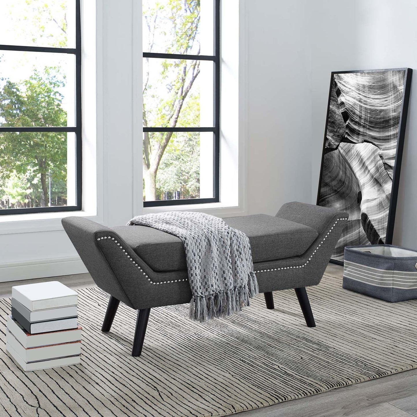 Modway Gambol Upholstered Fabric Bench FredCo
