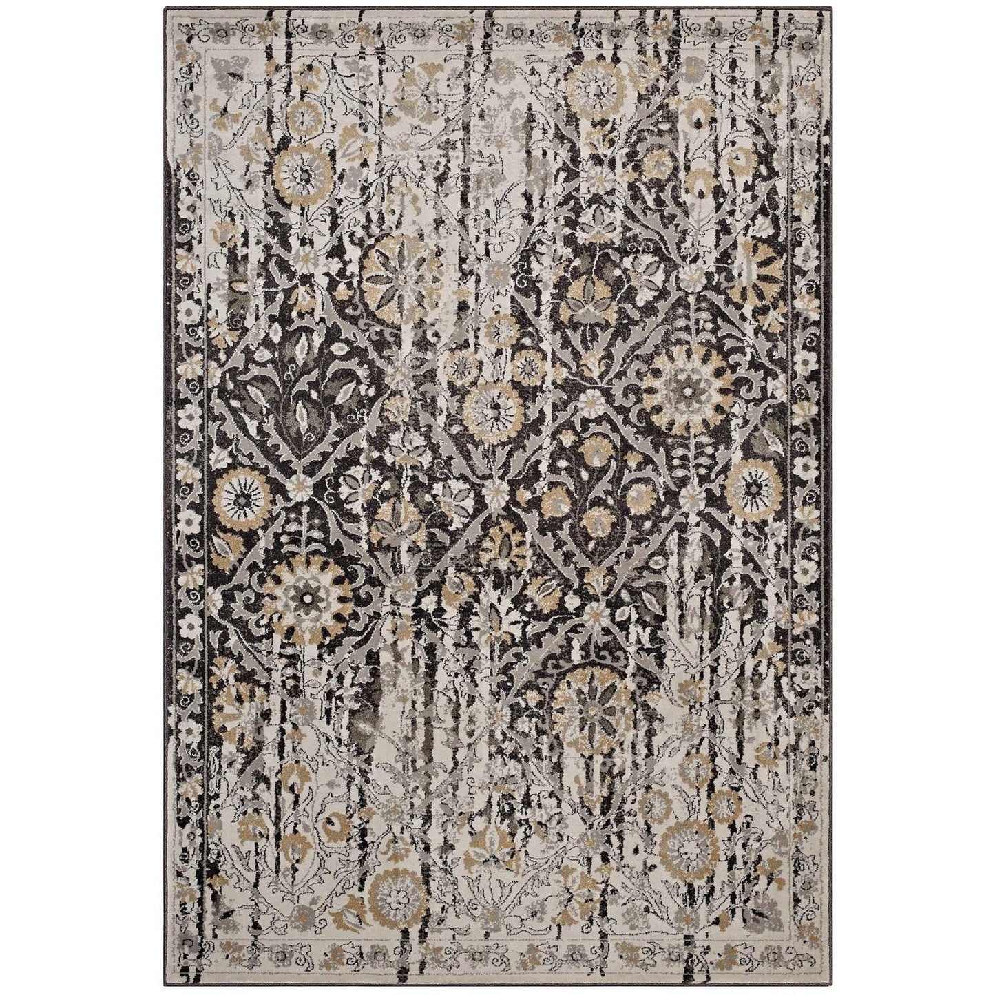 Modway Ganesa Distressed Diamond Floral Lattice Area Rug FredCo