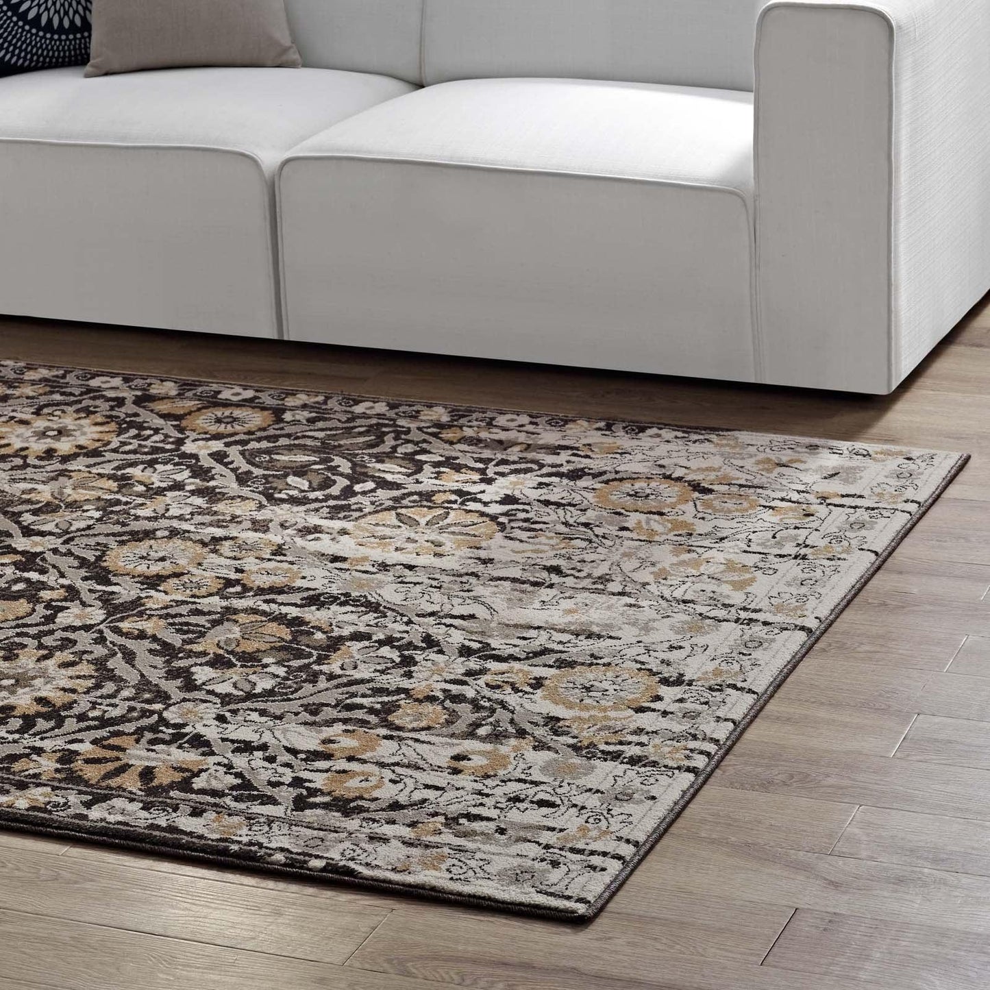 Modway Ganesa Distressed Diamond Floral Lattice Area Rug FredCo