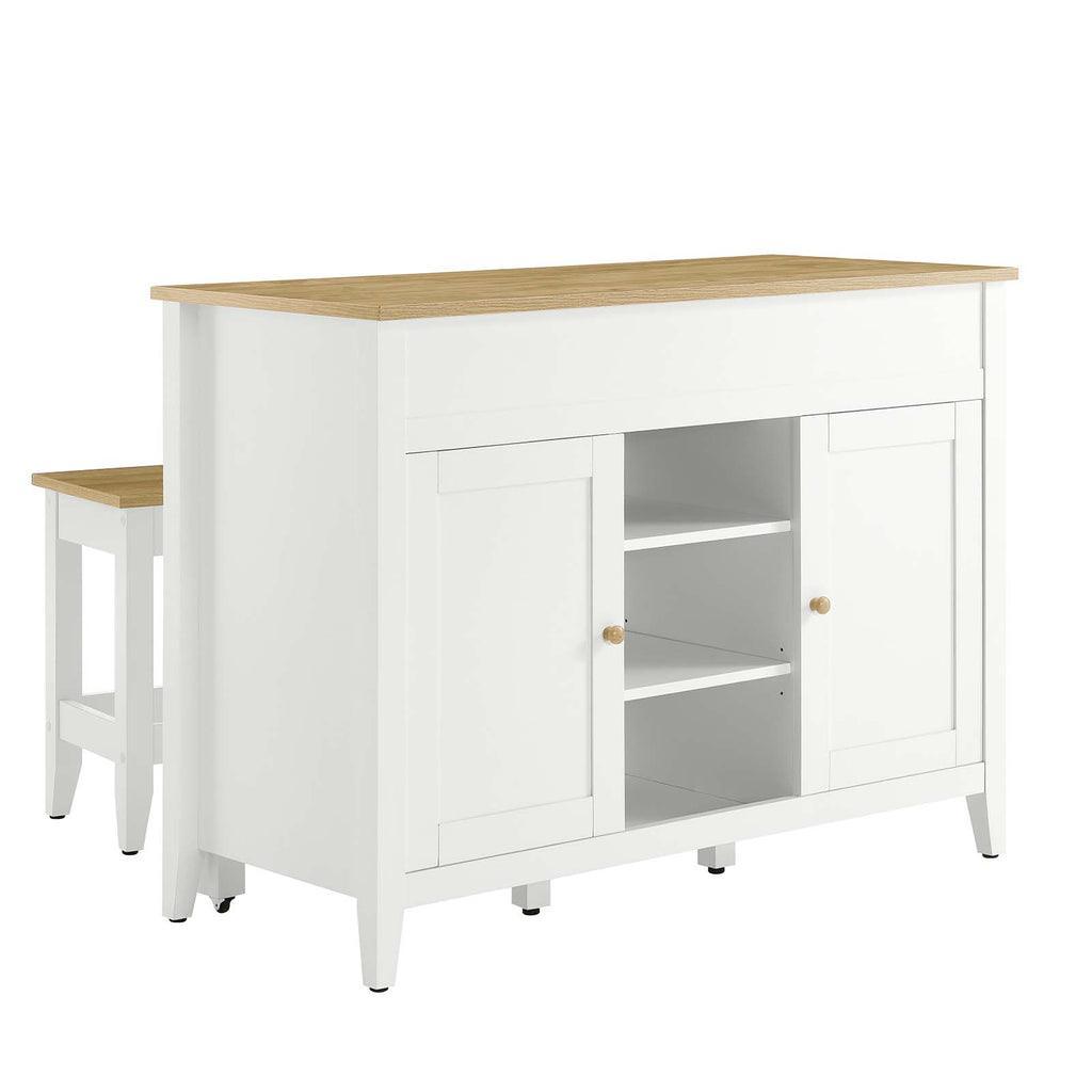 Modway Garland 3-Piece Kitchen Island and Stool Set FredCo