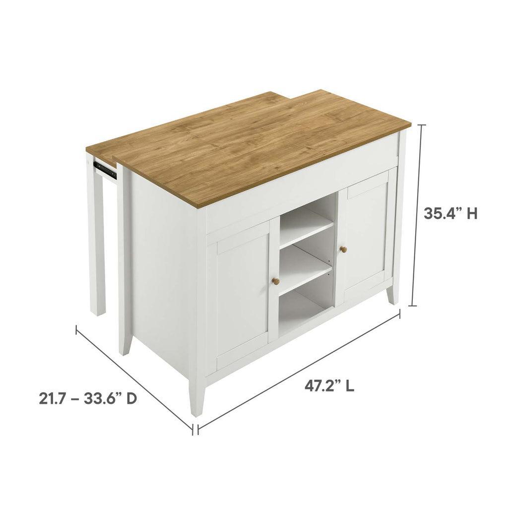 Modway Garland 3-Piece Kitchen Island and Stool Set FredCo