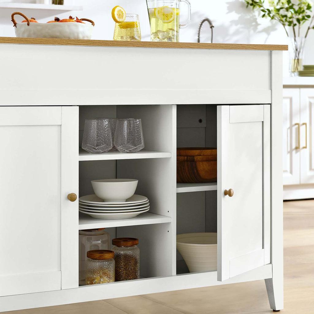 Modway Garland 3-Piece Kitchen Island and Stool Set FredCo