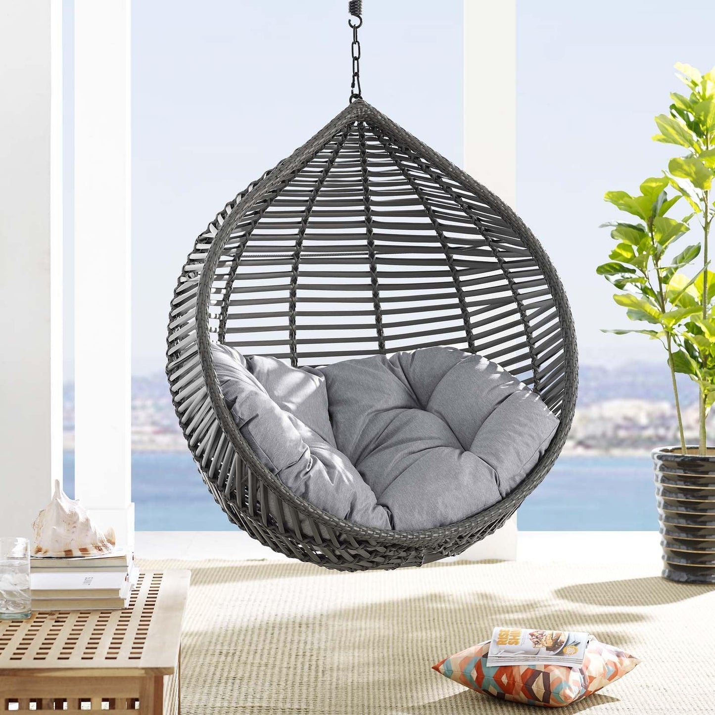 Modway Garner Teardrop Outdoor Patio Swing Chair Without Stand FredCo