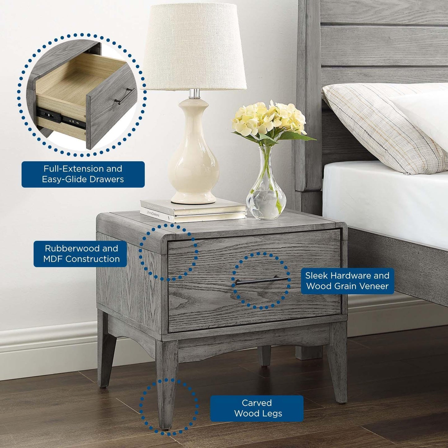 Modway Georgia Wood Nightstand FredCo