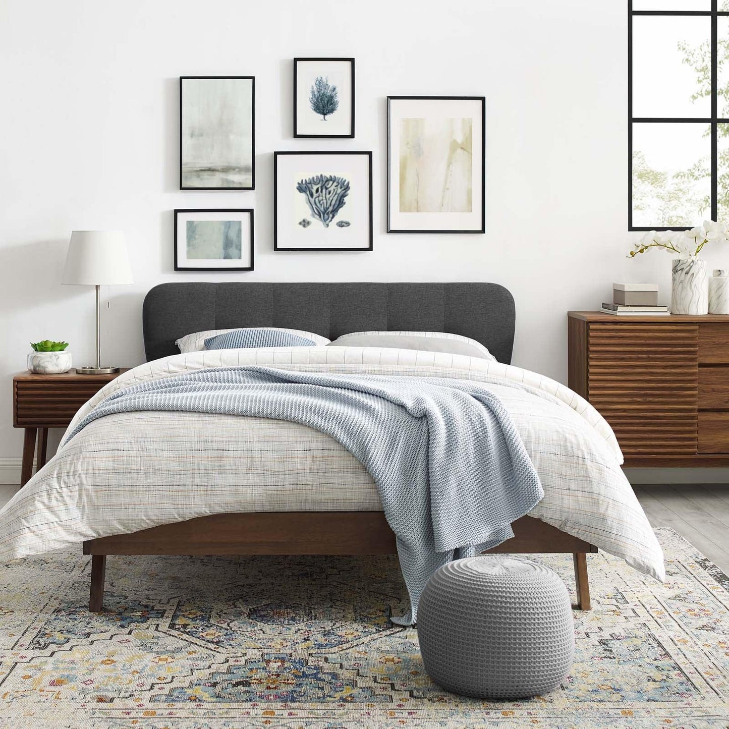 Modway Gianna Queen Upholstered Polyester Fabric Platform Bed FredCo