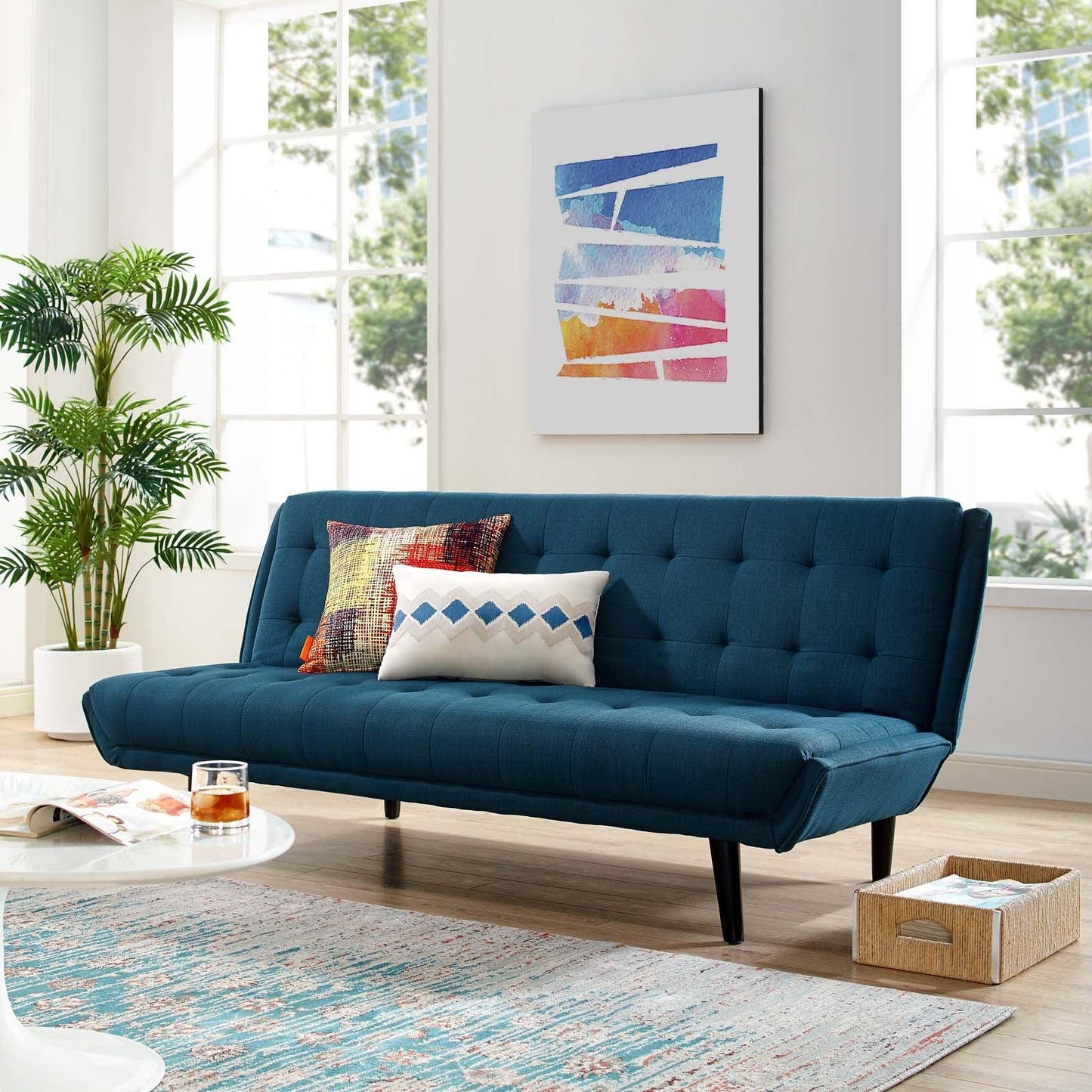 Modway Glance Tufted Convertible Fabric Sofa Bed FredCo