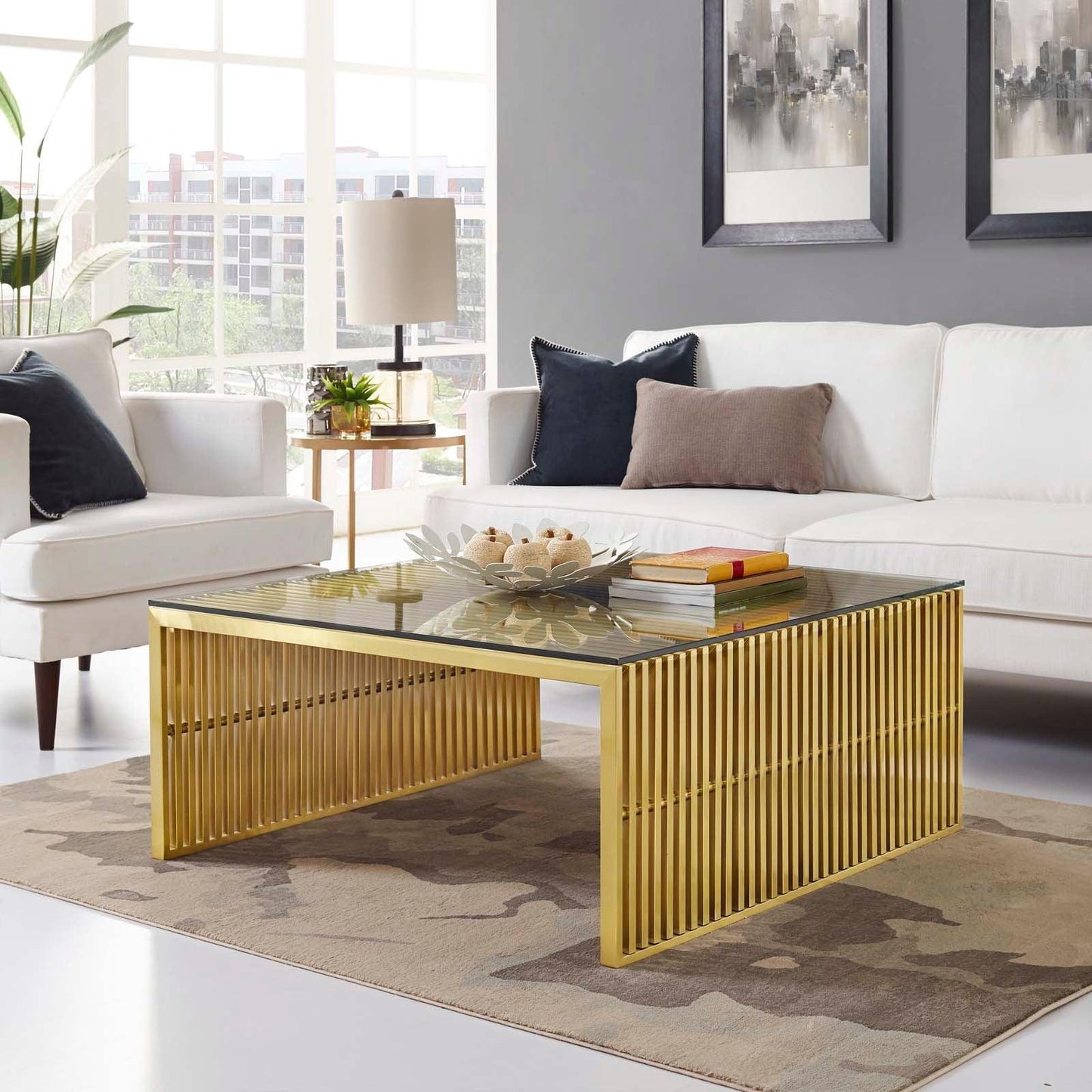 Modway Gridiron Stainless Steel Coffee Table FredCo