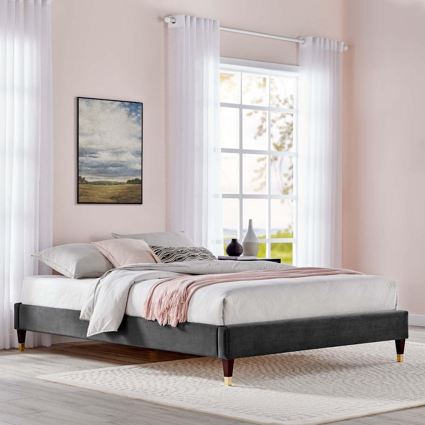 Modway Harlow King Performance Velvet Platform Bed Frame FredCo