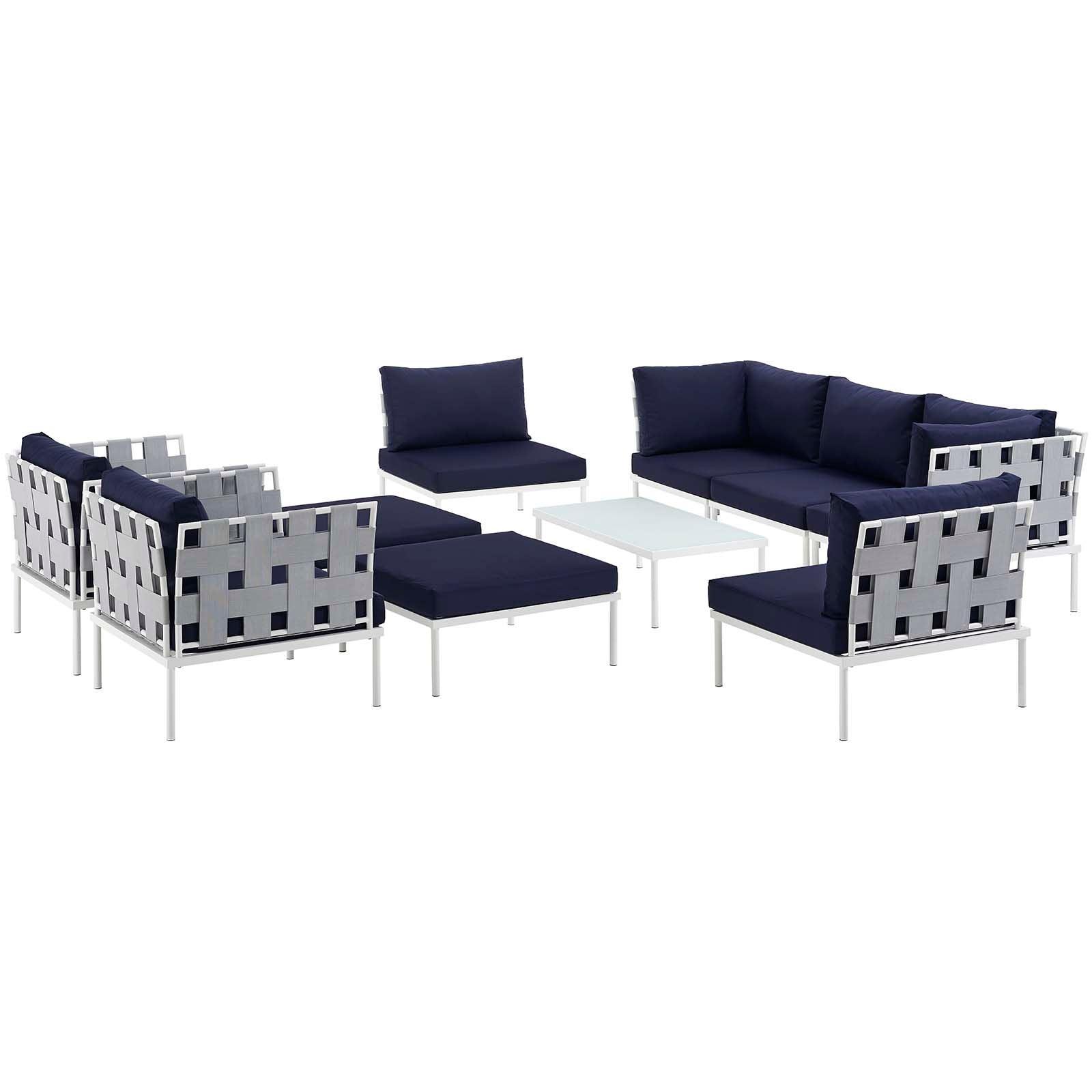 Modway Harmony 10 Piece Outdoor Patio Aluminum Sectional Sofa Set FredCo