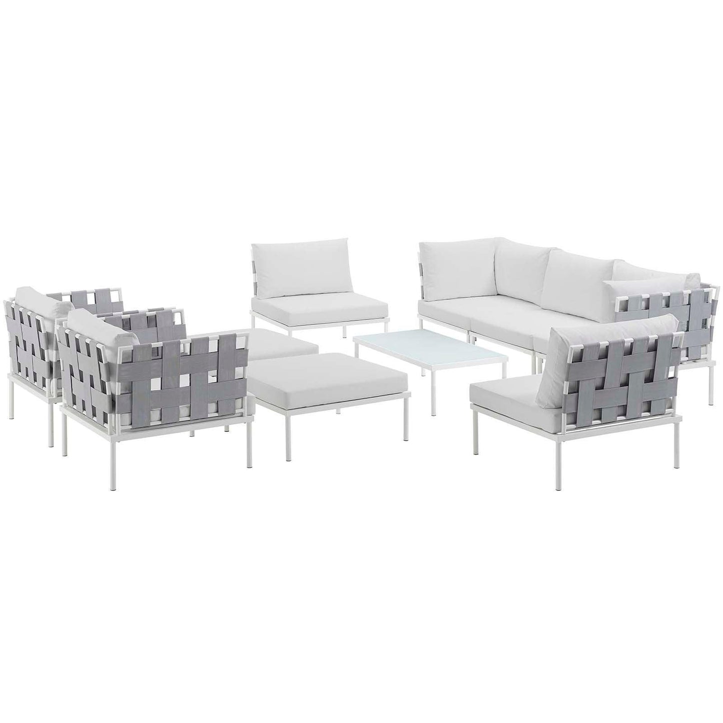 Modway Harmony 10 Piece Outdoor Patio Aluminum Sectional Sofa Set FredCo