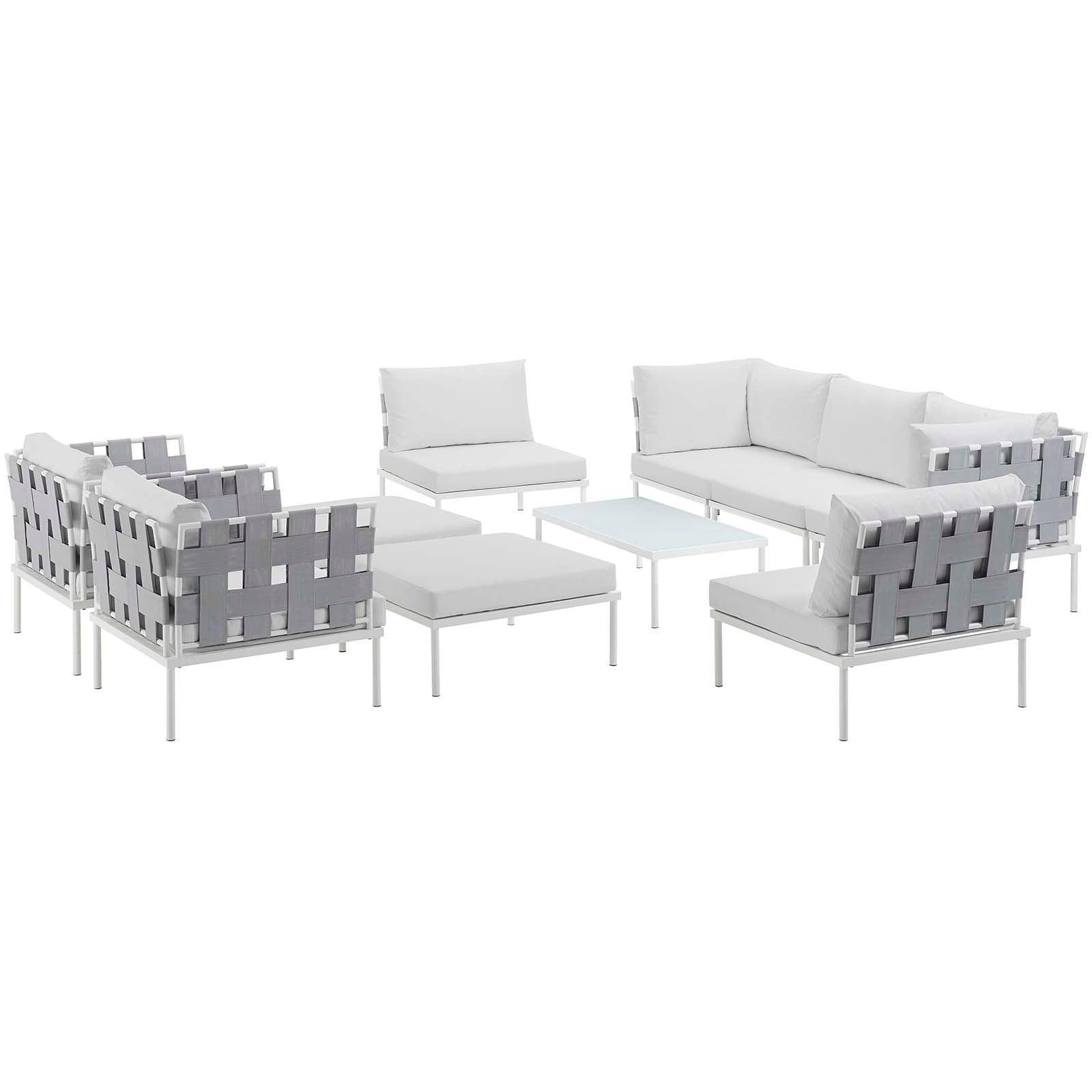 Modway Harmony 10 Piece Outdoor Patio Aluminum Sectional Sofa Set FredCo