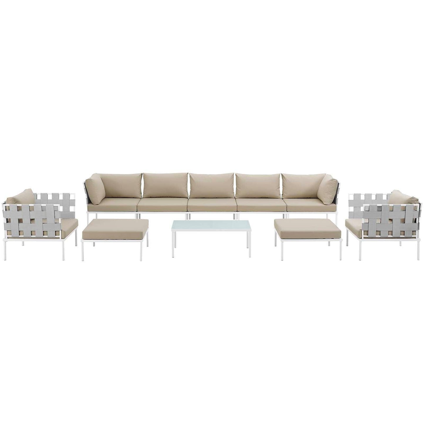 Modway Harmony 10 Piece Outdoor Patio Aluminum Sectional Sofa Set FredCo