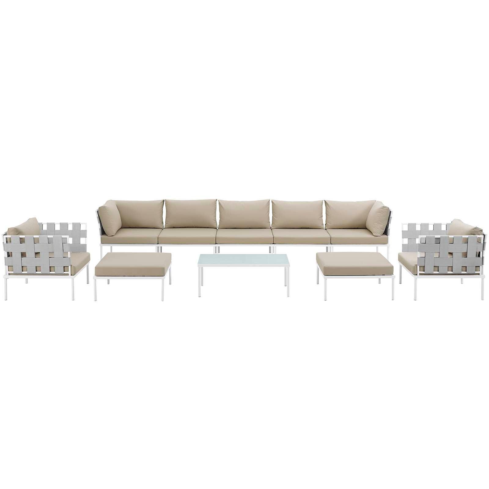 Modway Harmony 10 Piece Outdoor Patio Aluminum Sectional Sofa Set FredCo