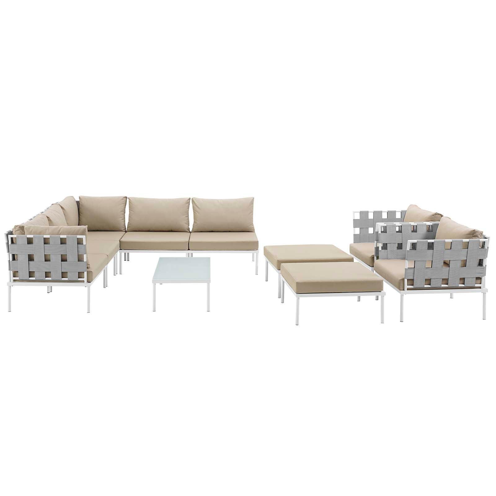 Modway Harmony 10 Piece Outdoor Patio Aluminum Sectional Sofa Set FredCo