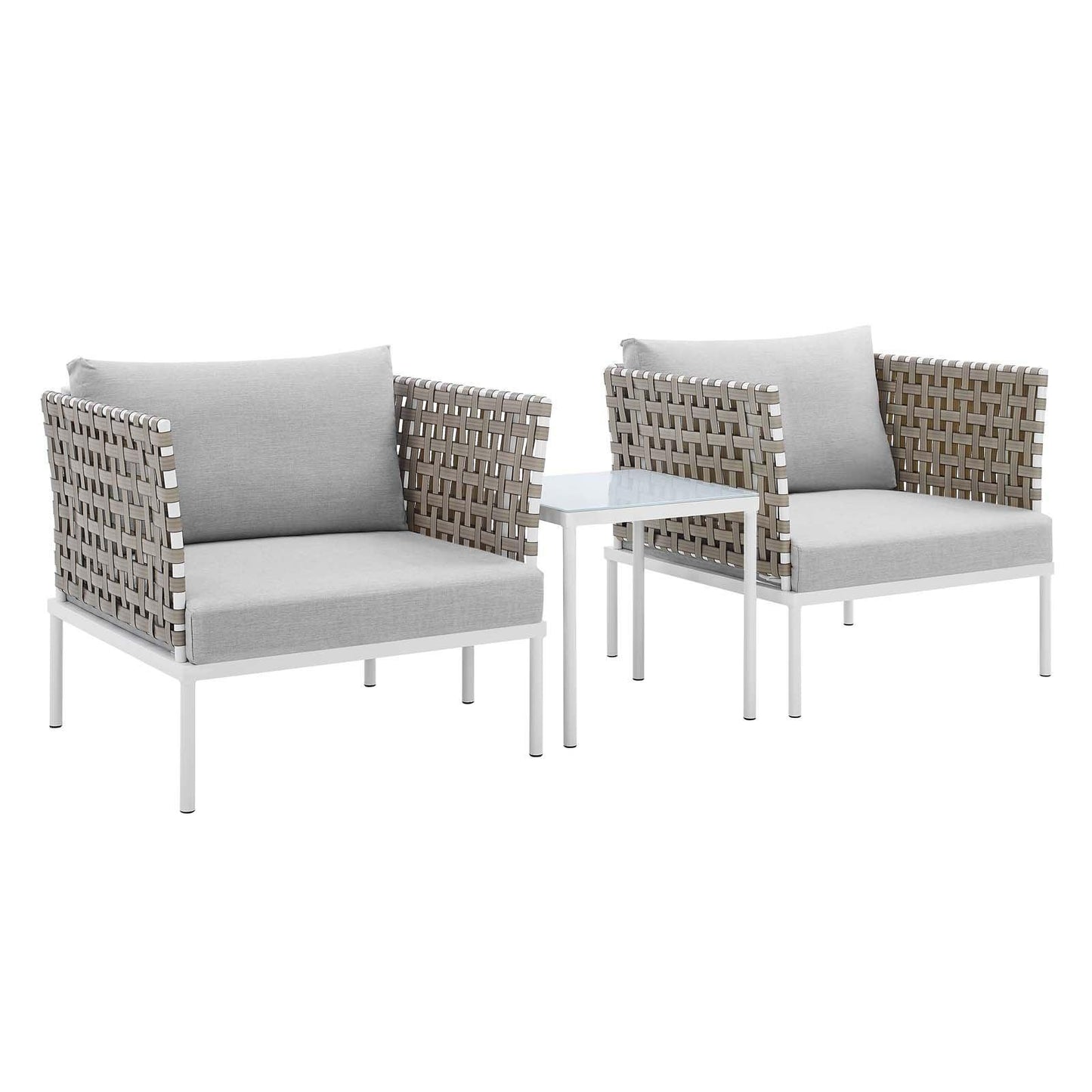 Modway Harmony 3-Piece Sunbrella® Basket Weave Outdoor Patio Aluminum Seating Set FredCo