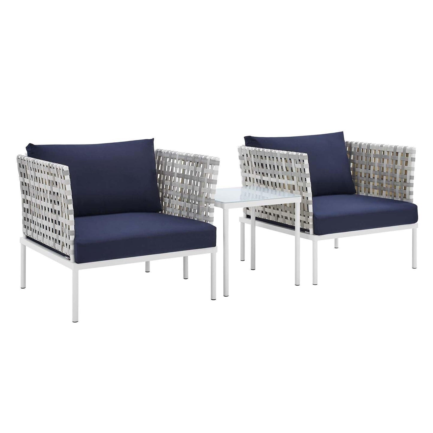 Modway Harmony 3-Piece Sunbrella® Basket Weave Outdoor Patio Aluminum Seating Set FredCo