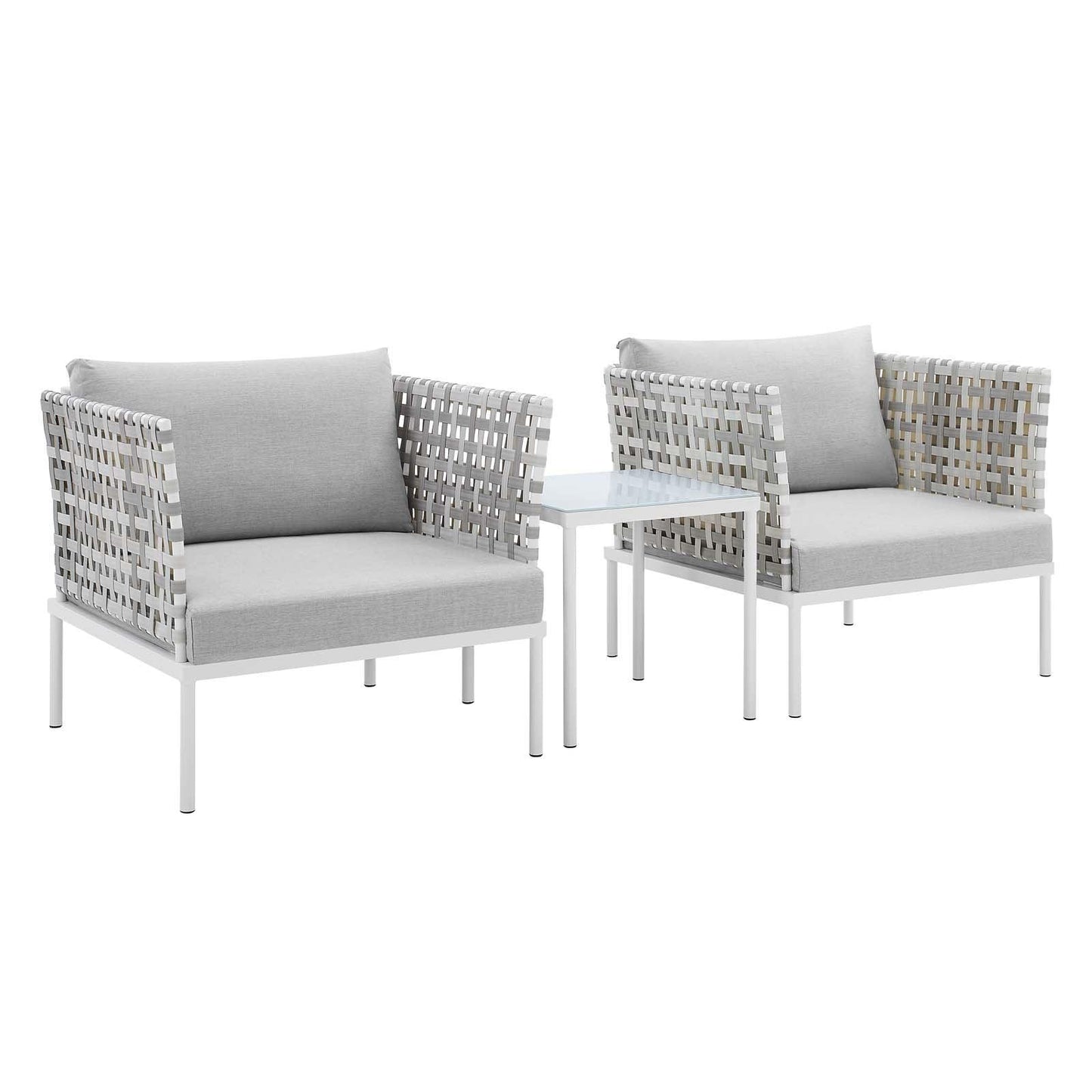 Modway Harmony 3-Piece Sunbrella® Basket Weave Outdoor Patio Aluminum Seating Set FredCo