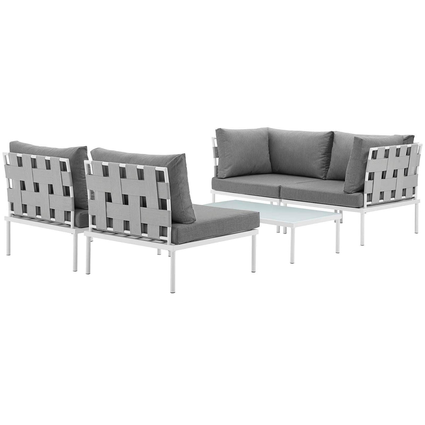 Modway Harmony 5 Piece Outdoor Patio Aluminum Sectional Sofa Set, EEI-2622 FredCo
