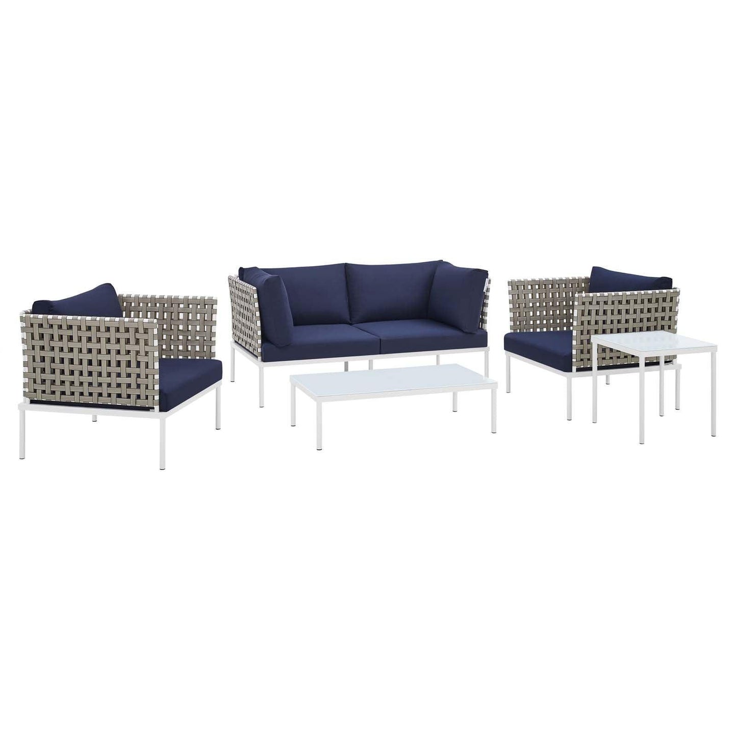 Modway Harmony 5-Piece Sunbrella® Basket Weave Outdoor Patio Aluminum Seating Set FredCo