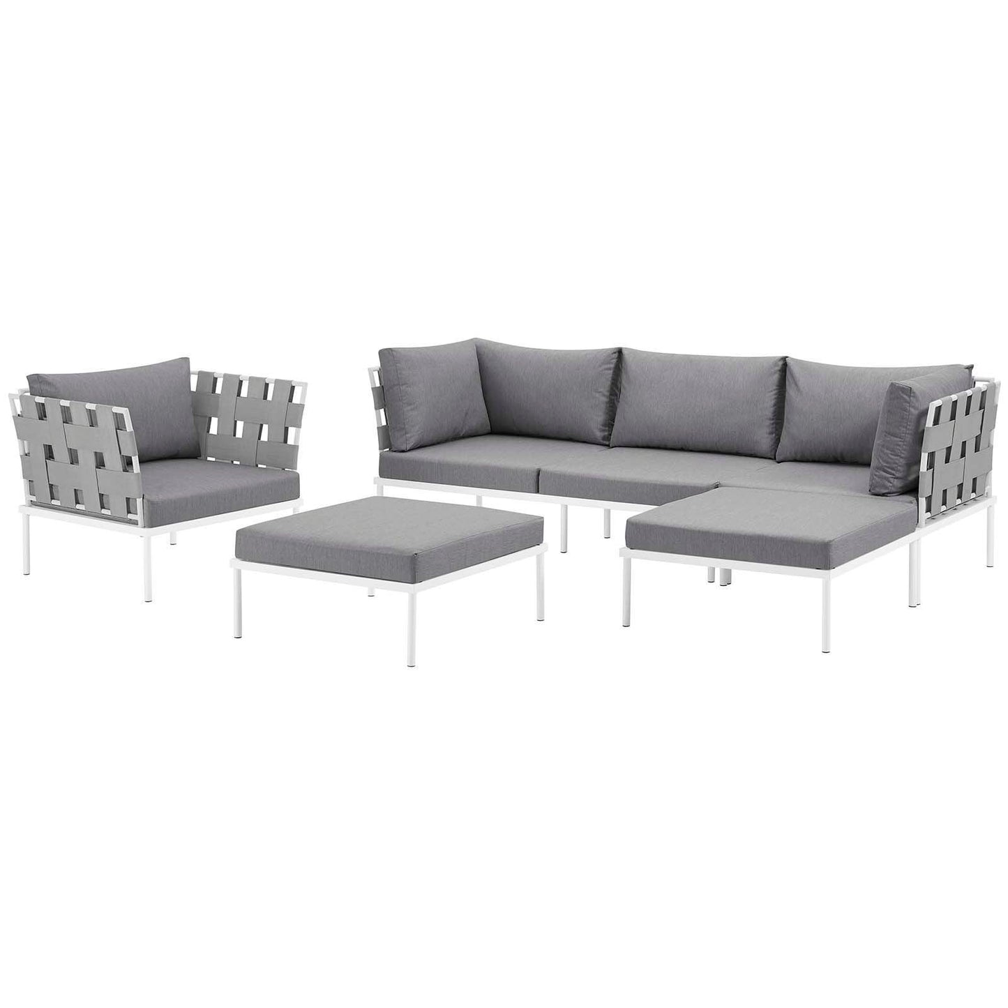 Modway Harmony 6 Piece Outdoor Patio Aluminum Sectional Sofa Set, EEI-2626 FredCo