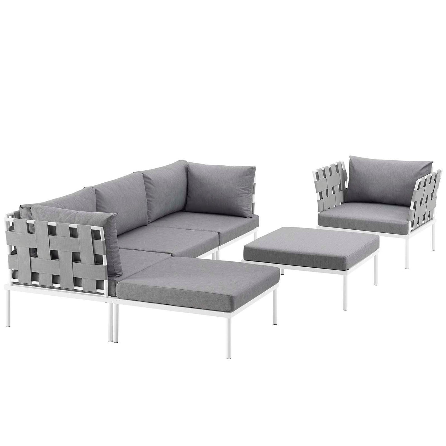 Modway Harmony 6 Piece Outdoor Patio Aluminum Sectional Sofa Set, EEI-2626 FredCo