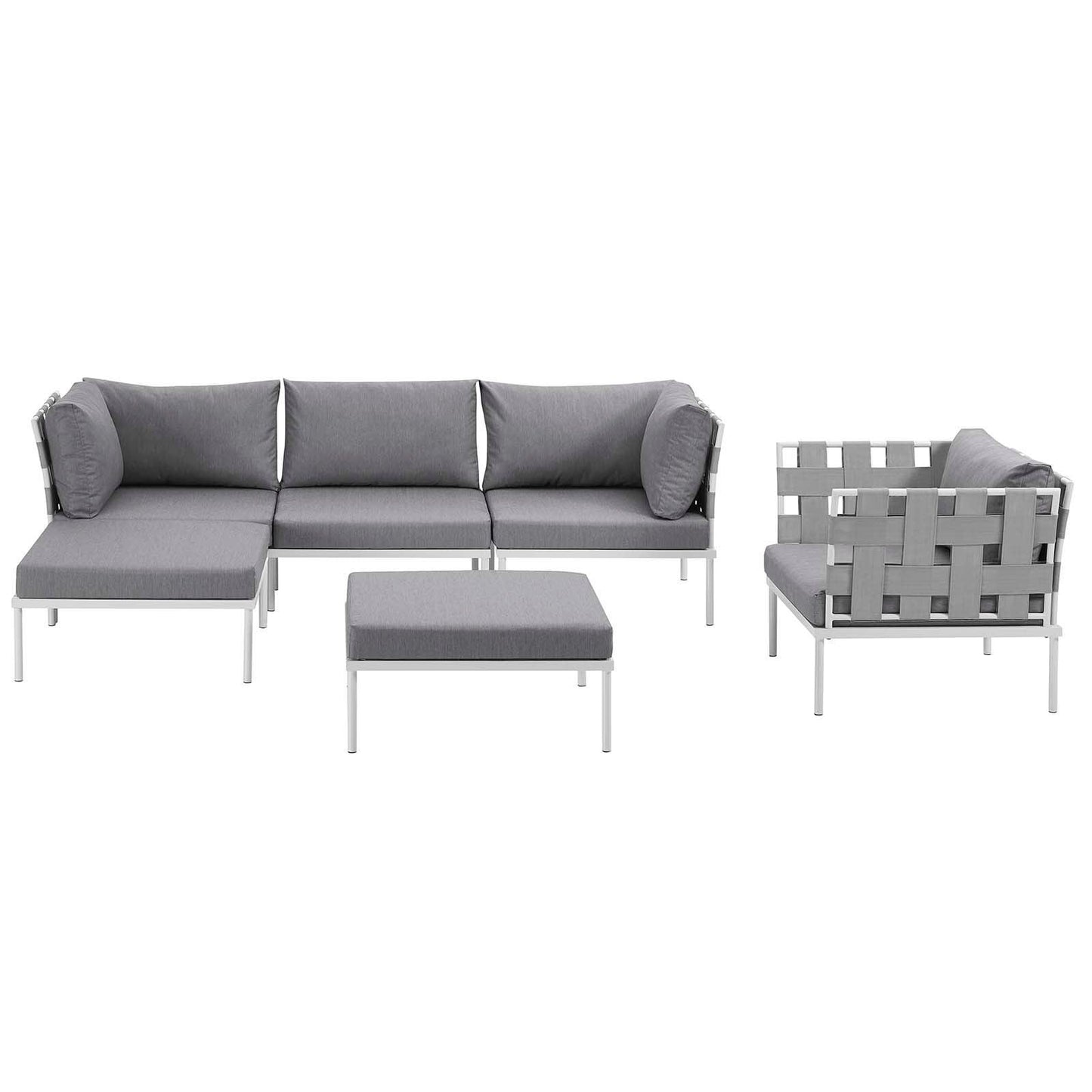 Modway Harmony 6 Piece Outdoor Patio Aluminum Sectional Sofa Set, EEI-2626 FredCo