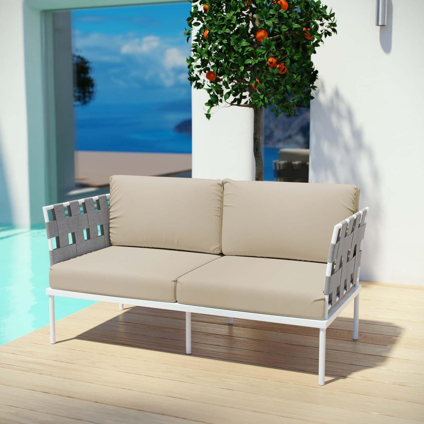 Modway Harmony Outdoor Patio Aluminum Loveseat FredCo