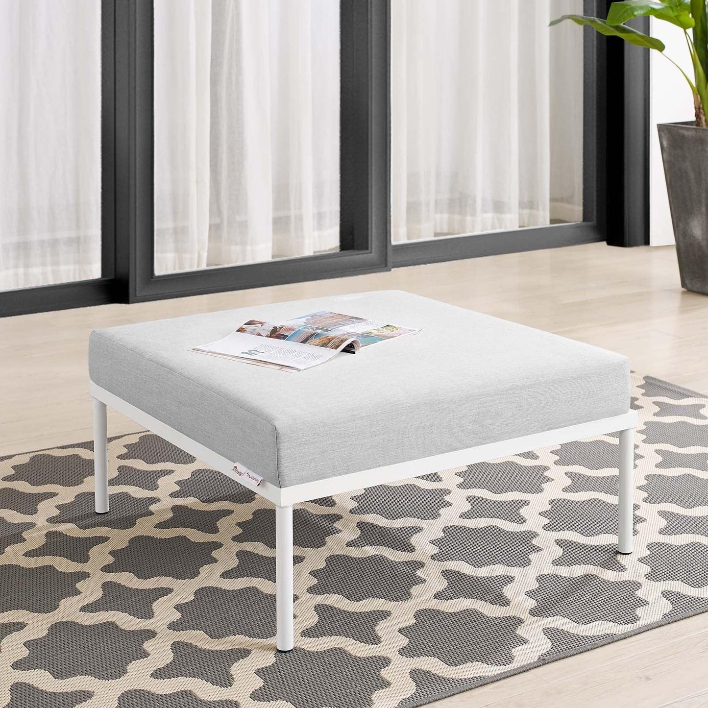 Modway Harmony Sunbrella® Outdoor Patio Aluminum Ottoman FredCo