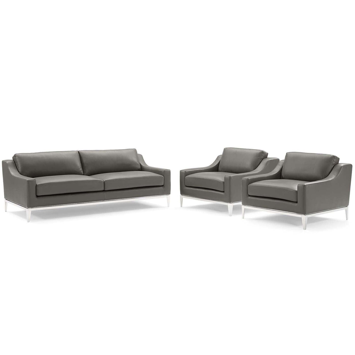 Modway Harness 3 Piece Stainless Steel Base Leather Set, EEI-4199 FredCo
