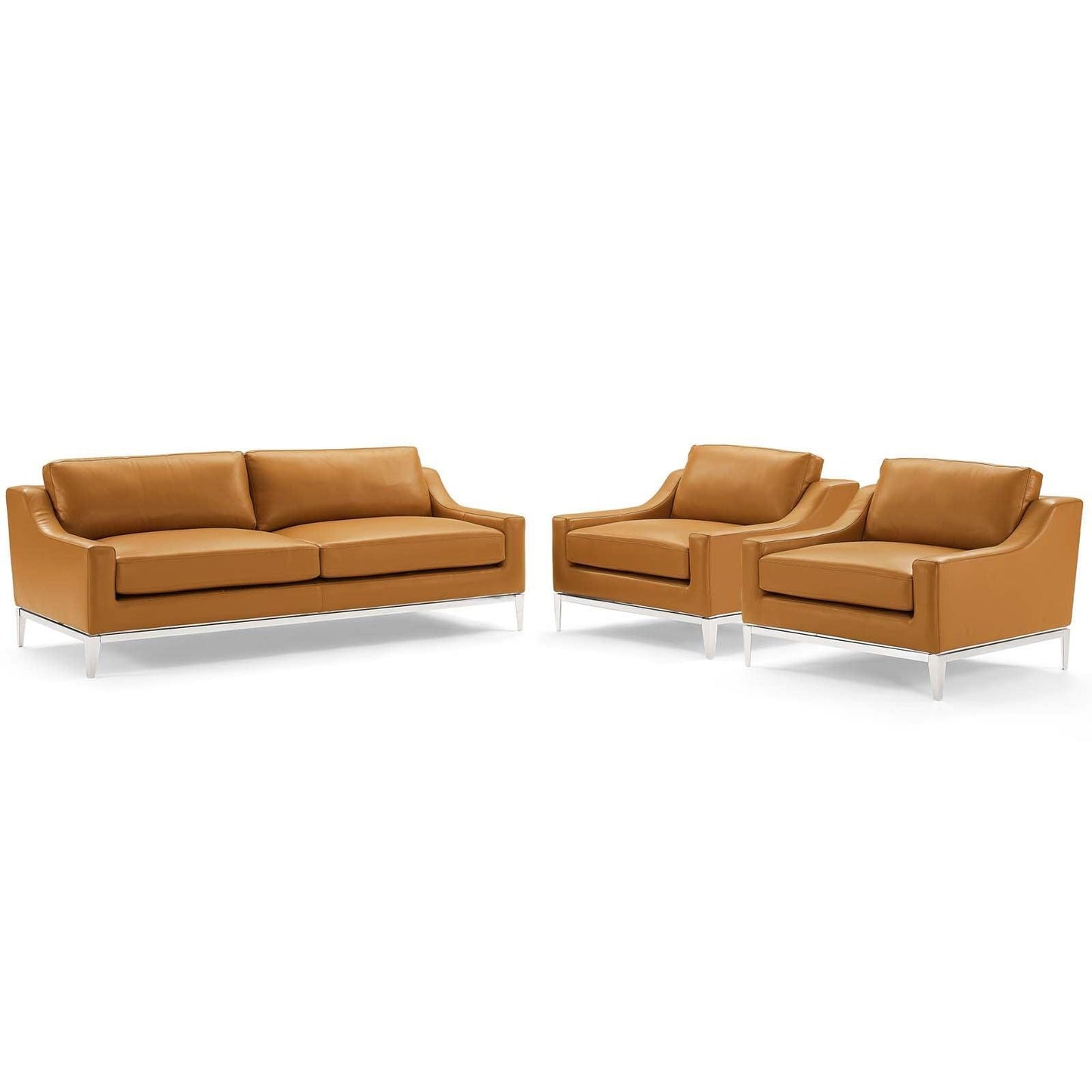 Modway Harness 3 Piece Stainless Steel Base Leather Set, EEI-4199 FredCo