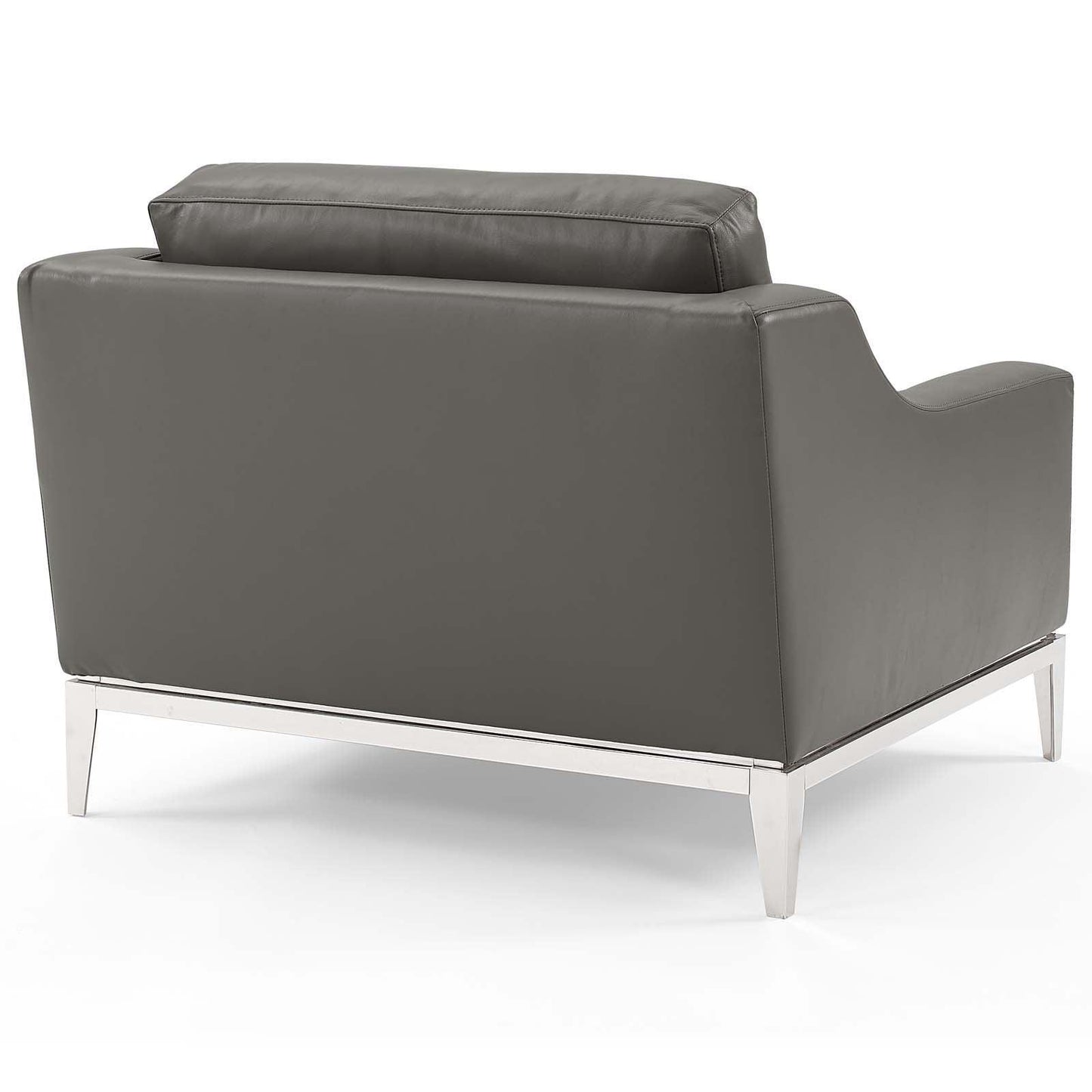 Modway Harness Stainless Steel Base Leather Armchair Set of 2 FredCo