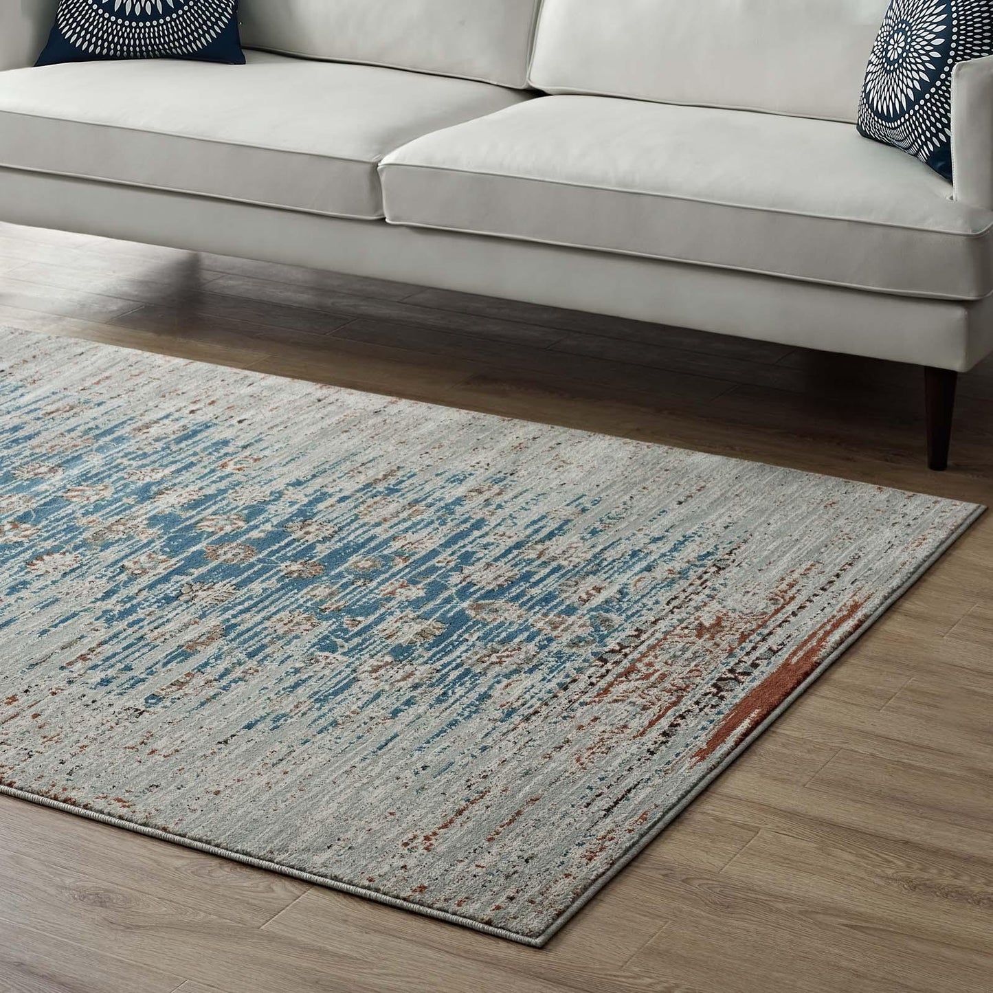 Modway Hesper Distressed Contemporary Floral Lattice Area Rug FredCo