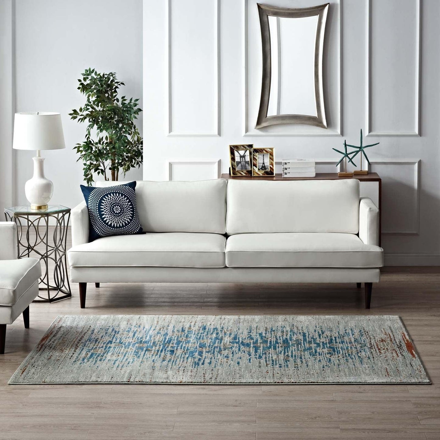 Modway Hesper Distressed Contemporary Floral Lattice Area Rug FredCo