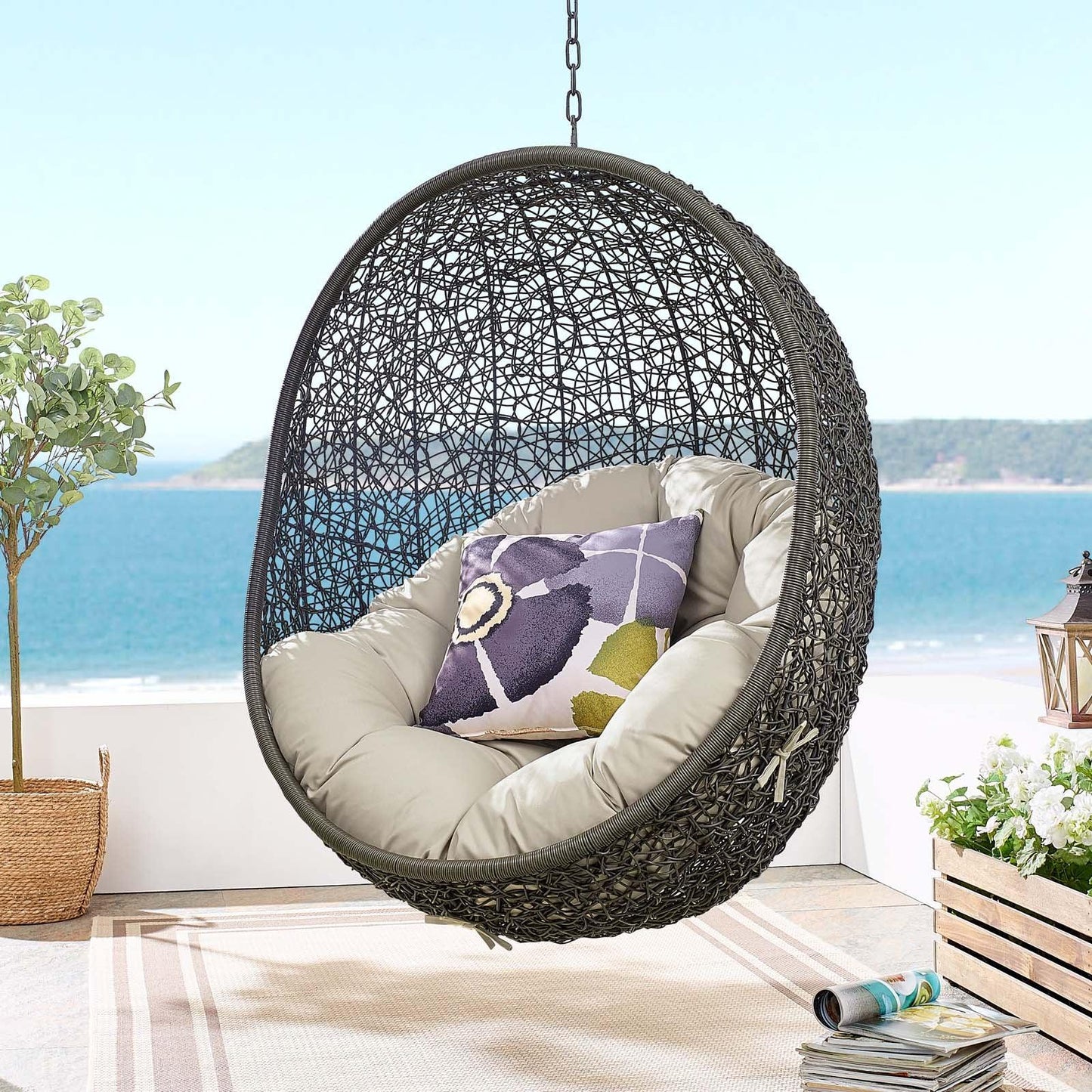 Modway Hide Outdoor Patio Swing Chair With Stand FredCo
